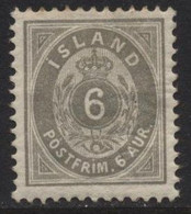 Iceland (04) 1896 6a. Grey. P12½. Mint. Hinged - Otros & Sin Clasificación