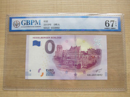 Zero Euro Banknote /0 Euro Souvenir  2019-1 Heidelberger Schloss, GBPM(China) Graded 67 EPQ - Pruebas Privadas