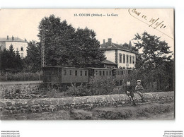 CPA 69 Cours La Gare Et Le Train Tramway De La Ligne De St Victor Cours - Cours-la-Ville