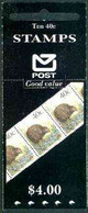Booklet - New Zealand 1990 $4.00 Booklet Containing Pane Of 10 X Brown Kiwi 40c, Pristine, SG SB 53 - Carnets