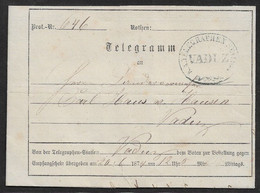 1874 LIECHTENSTEIN  - RRR TELEGRAMM UMSCHLAG  GEBRAUCHT VADUZ - SEHR SELTEN Mi.€2000 - ...-1912 Préphilatélie