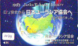 TELECARTE JAPAN *  ESPACE (1073)  GLOBE * SATELLITE * TERRESTRE * MAPPEMONDE * Telefonkarte Phonecard JAPAN * - Espace