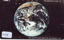 TELECARTE JAPAN *  ESPACE (1078)  GLOBE * SATELLITE * TERRESTRE * MAPPEMONDE * Telefonkarte Phonecard JAPAN * - Espace