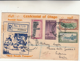 Paeroa, Nuova Zelanda Per Catania Italy. Cover Registred - Centennial Of Otago. 1948 - Storia Postale
