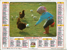 1986 - FILLETTE A LA FERME Et LE LAPIN - Almanachs Jean Lavigne - Formato Grande : 1981-90