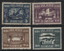 Iceland (46) 1930 Parliament Millenary Celebration. 4 Values. Mint & Used - Otros & Sin Clasificación