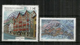 Architecture Andorrane: Village De Fontaneda & Hotel Valira,   2 Timbres Oblitérés, 1 ère Qualité - Used Stamps