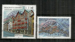 Architecture Andorrane: Village De Fontaneda & Hotel Valira,   2 Timbres Oblitérés, 1 ère Qualité - Usati