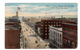 TACOMA, Washington, USA, BEV Of Pacific Avenue, Stores, Hotels, Cars, Trolley, 1922 Postcard - Tacoma