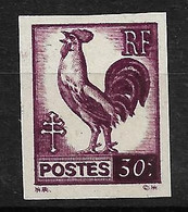 France 1944, Coq N°631**,  Non Dentelé Variété Double Impression . Cote 80€. - Ungebraucht