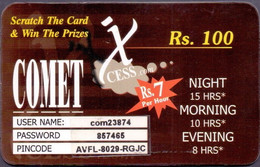 PREPAY-PHONE-INTERNET : XCE07A Rs.100 XCESS.COM COMET NIGHT 15 (Win Scratch Text) USED - Pakistan