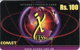 PREPAY-PHONE-INTERNET : XCE02 Rs.100 XCESS.COM COMET Earth With Circles USED - Pakistan