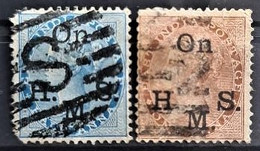 INDIA 1874-82 - Canceled - Sc# O22, O23 - Official - 1858-79 Crown Colony