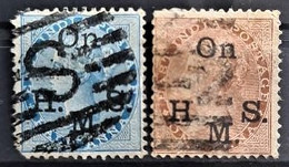 INDIA 1874-82 - Canceled - Sc# O22, O23 - Official - 1858-79 Compagnie Des Indes & Gouvernement De La Reine