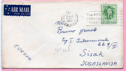 Envelope -  Stamp Flower / Postmark Cabramatta / Christmas, 1965., Australia To Yugoslavia, Air Mail - Unclassified
