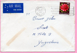 Envelope -  Stamp Flower / Postmark Cabramatta / Christmas, 1969., Australia To Yugoslavia, Air Mail - Unclassified