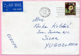 Envelope -  Stamp Flower / Postmark Cabramatta / Christmas, 1968., Australia To Yugoslavia, Air Mail - Zonder Classificatie