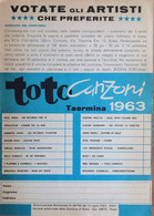 1963 - Toto Canzoni TAORMINA 1963 - 1 Pag. Pubblicità Cm. 13x18 - Posters