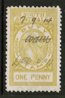 SOUTH AUSTRALIA  1 PENNY STAMP DUTY 1902 REVENUE VF USED (Stamp Scan #741) - Usati