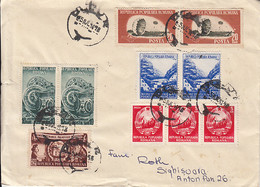 PARACHUTTING, POTTERY, POST, FORESTS, COAT OF ARMS STAMPS ON COVER, 1954, ROMANIA - Covers & Documents