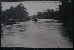 Cote D'ivoire Vapeur Chaland Riviere     Afrique Noire - Côte-d'Ivoire