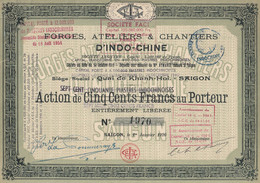 Cochinchine - SA Forges, Ateliers Et Chantiers D'Indo-Chine - Action De 500 F / 1920 - Asie