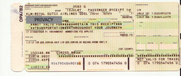 Alt1129 KLM Royal Dutch Airways Billets Avion Ticket Biglietto Aereo Boarding Passenger Receipt Lima, El Alto, Bolivia - Mondo