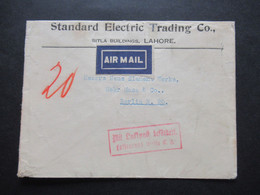 1930 Air Mail LuPo Marken Nr. 119 U. 121 Standart Electric Trading Lahore - Berlin. Roter Stp. Mit Luftpost Befördert - 1911-35 Roi Georges V