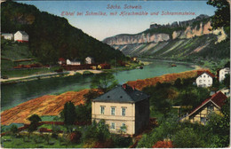 CPA AK Elbtal Bei Schmilka Mit Hirschmuhle Und Schrammsteine GERMANY (1080132) - Schmilka