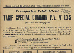 Affiche Chemins De Fer 1910 / Tarif Spécial Pour Transport De Fer & Acier / Est, Nord, Orléans,PLM, Ceintures - Autres & Non Classés