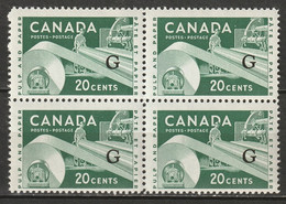 Canada 1961 Sc O45a Official Block MNH** - Num. Planches & Inscriptions Marge