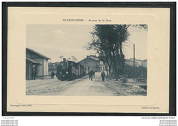 CPA 81 Villefranche La Gare Et Le Tramway Ligne D'Albi à Alban - Villefranche D'Albigeois
