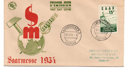 Enveloppe FDC Premier Jour / First Day Cover - 1954 - Intrenational Saarmesse - FDC