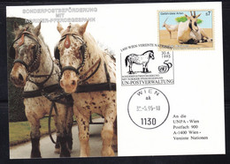 United Nations Austria Office: 1995 Noriker Horse Team Sonderpostkarte - Lettres & Documents