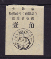 CHINA CHINE CINA ANHUI CHUXIAN 239100  POSTAL ADDED CHARGE LABELS (ACL)  0.10 YUAN - Other & Unclassified