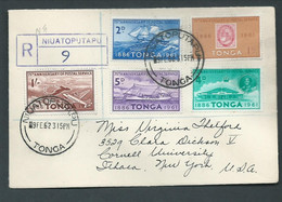 Tonga 1961 Postal Anniversary Set 5 FU On Registered Cover Niuatoputapu To USA , Rare Registration Handstamp In Violet - Tonga (...-1970)