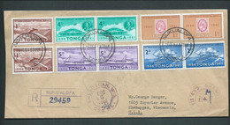 Tonga 1961 Postal Service Anniversary Set Of 5 In Pairs Or Doubles On Clean Registered FDC To Wisconsin USA - Tonga (...-1970)