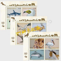 United Nations 2020 UN Geneva New York Vienna 3 Block Fauna Endangered Species Animals Bird Donkey Mammals Stamps MNH - Donkeys