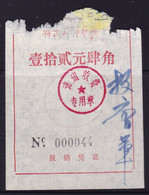 CHINA CHINE CINA MONGLIA  EXPRESS MAIL RECEIPT 特快邮件收据  POSTAL ADDED CHARGE LABELS (ACL) 12.40 YUAN - Other & Unclassified