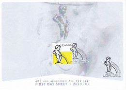 13 A6 2019-002 BEL First Day Sheet FDS 400 Ans Du Manneken Pis Belgique Bruxelles 26--01-2019 - 2011-2014