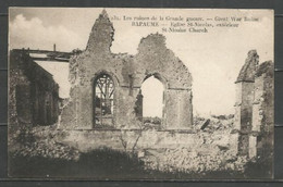 France - 1 CP De BAPAUME - Eglise St Nicolas - Ruines - Bapaume