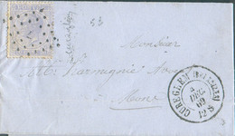 N°18 - Léopold Ier 20 Cent. Bleu, Obl. LP.7 Sur Lettre De CUREGHEM (BRUXELLES) le 4 Décembre1869 Vers Mons. - TB - 1699 - 1865-1866 Perfil Izquierdo