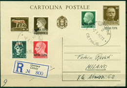 V8185 ITALIA OCCUPAZIONI MONTENEGRO 1942 Aereogramma Raccomandato Cartolina Postale 30 C. Sopr. ЦРНА ГОРА (Montenegro), - Montenegro