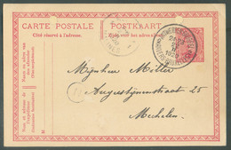 AMBULANT E.P. Carte 10 Centimes Em. 1915, Obl; Sc AMBULANT ANTWERPEN-BRUSSEL 2 ANVERS-BRUXELLES du 22-II-920 Vers Mechel - Ambulants