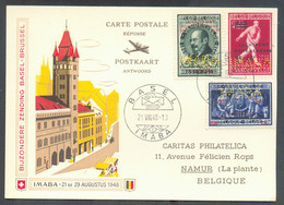 PR 95/97 (E. VANDERVELDE) Perforés IMABA obl. Dc BASEL IMABA Sur Carte Du 21-VIII-1948 Vers Namur- TB - 17024 - Privées & Locales [PR & LO]