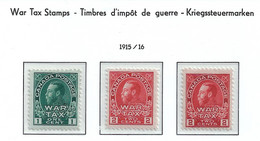 CANADA 1916 WAR TAX SCOTT MR1,MR2.MR2a MH - Impôts De Guerre