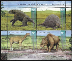 ARGENTINA AÑO 2001 - MAMIFEROS DEL CENOZOICO ARGENTINO ANIMALES PREHISTORICOS - Blocks & Sheetlets