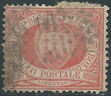 1877-90 SAN MARINO USATO STEMMA 20 CENT - RD44-5 - Usados