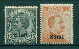 V9245 ITALIA OCCUPAZIONI EGEO SIMI 1921-22 Sovrastampati, MNH**-MH*, Serie Completa, Val. Cat. € 270, Buone Condizioni ( - Aegean (Simi)