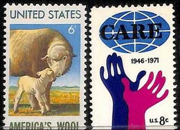 94811a - USA - STAMPS - Sc # 1423 +1439 TAGGING OMITED -  MNH  Sheep WOOL + CARE - Plaatfouten En Curiosa